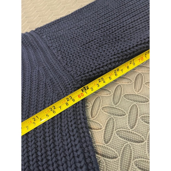 La Ligne Chunky Cotton Cardigan Sweater In Navy Blue Knit 100% Neck Size XS - Picture 9 of 10